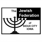 Jewish Federation of Sioux City logo with black name text, a menorah, and a rectangular frame.