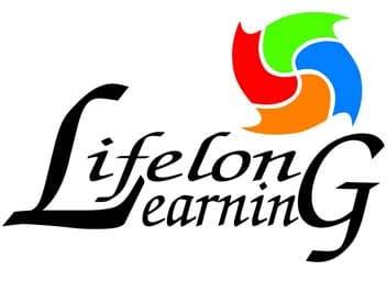 Lifelong Learning logo with black script text beneath interlocking red, green, blue, and orange shapes.