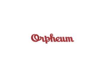 Orpheum Theatre logo with a centered red ornate “Orpheum” wordmark on white.