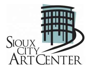 Sioux City Art Center logo with black serif name text and a teal-and-black curved building mark.