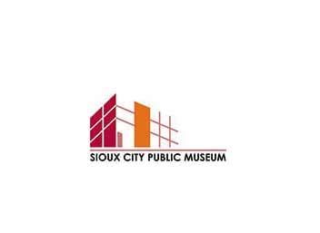 Sioux City Public Museum logo with black uppercase name text beneath a red, orange, and pink geometric building mark.