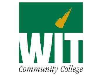 Western Iowa Tech logo with white “WIT” letters on a green block, a yellow Iowa shape, and black “Community College” text.